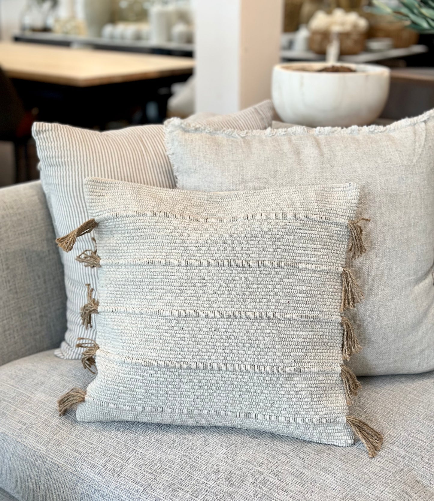 18" Jute/Cotton Pillow