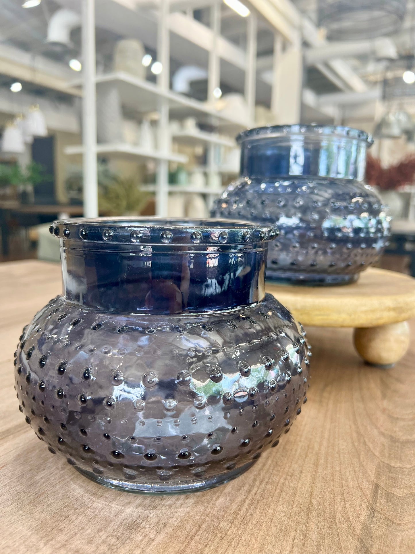 Blue Glass Hobnob Vase