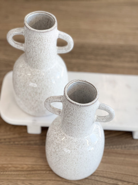 Glazed tall 2 handles vase