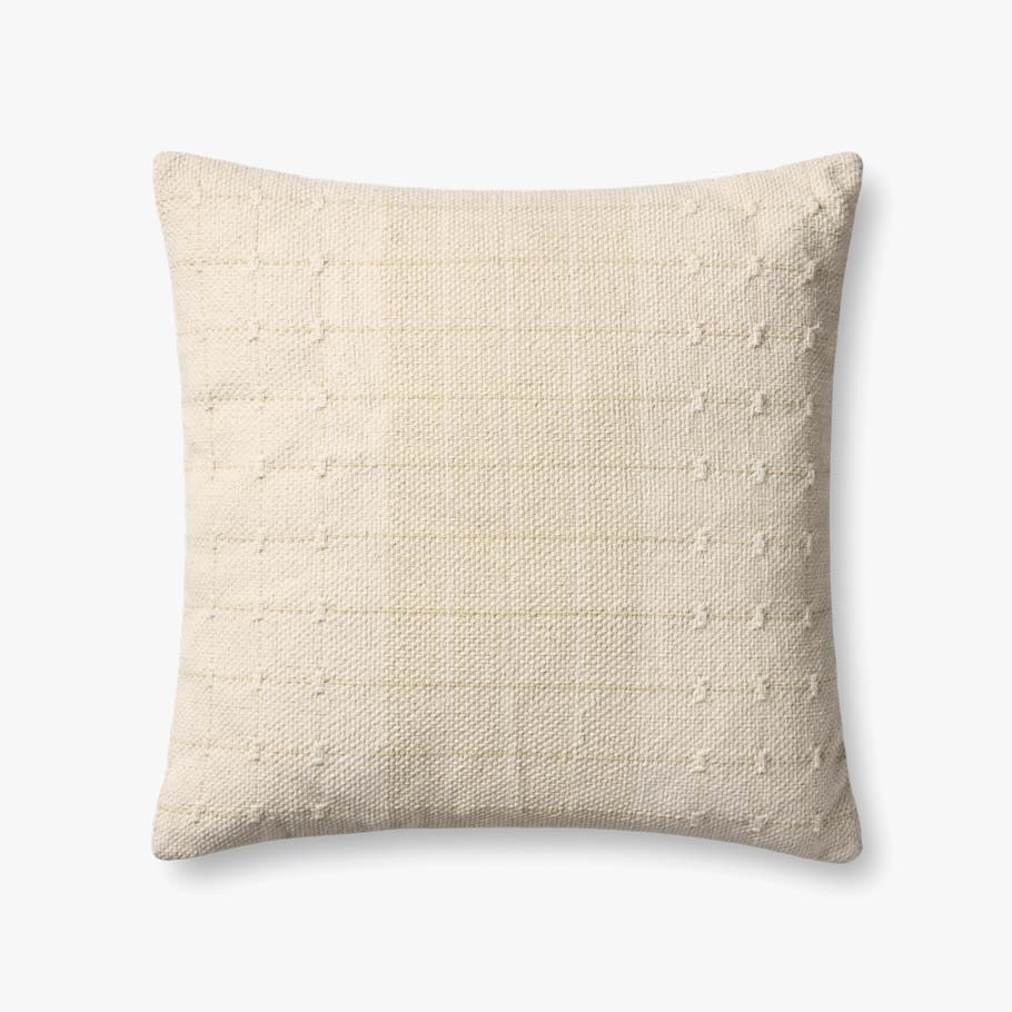 22" Beige Check Pillow