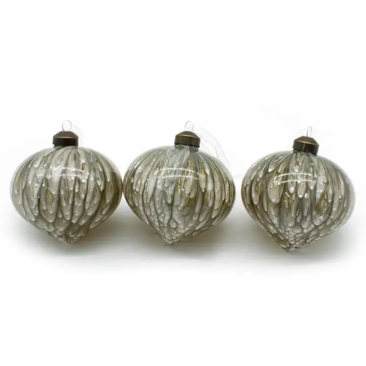 Painted Silver Swirl Ornament