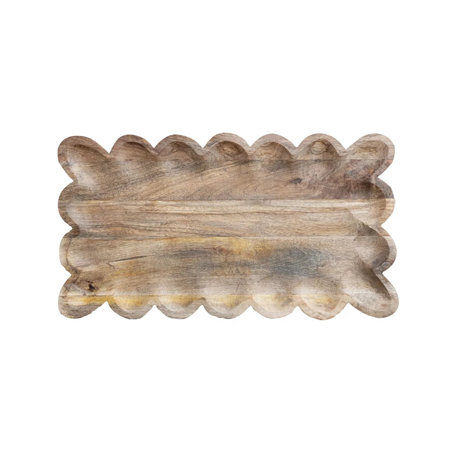 Mango Wood Tray w Scalloped