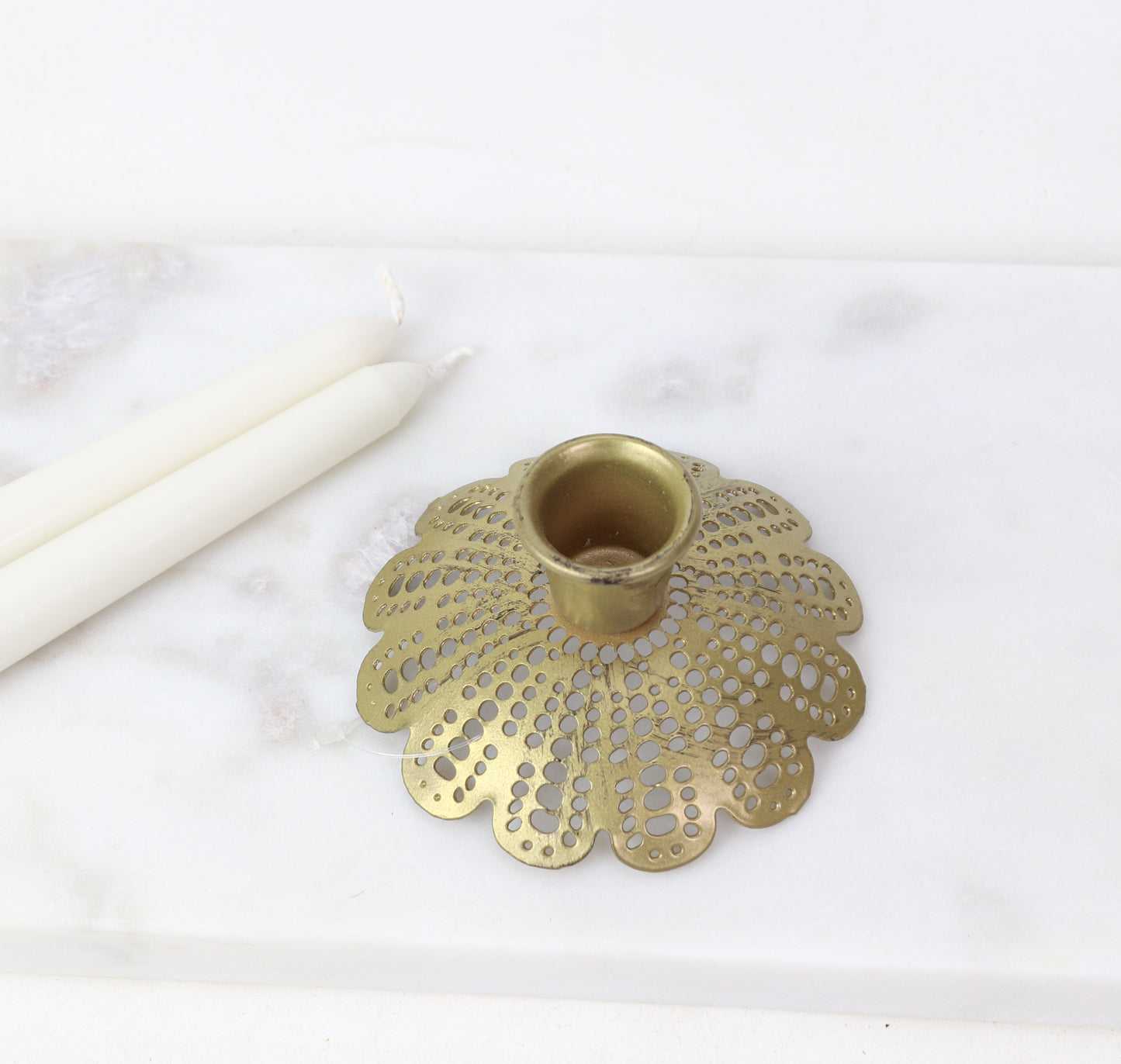 Brass Flower Taper Holder