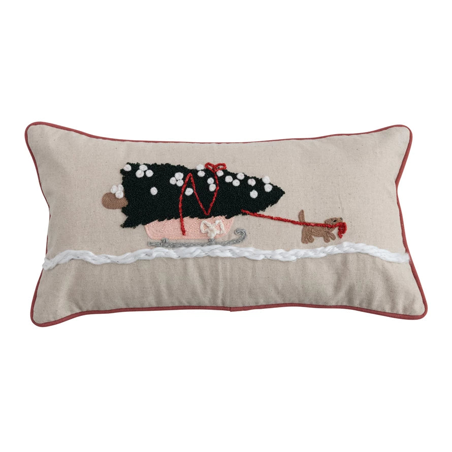 Lumbar Pillow Dog Pulling Sleigh