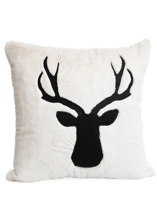 FAUX FUR KNIT DEER 18x18