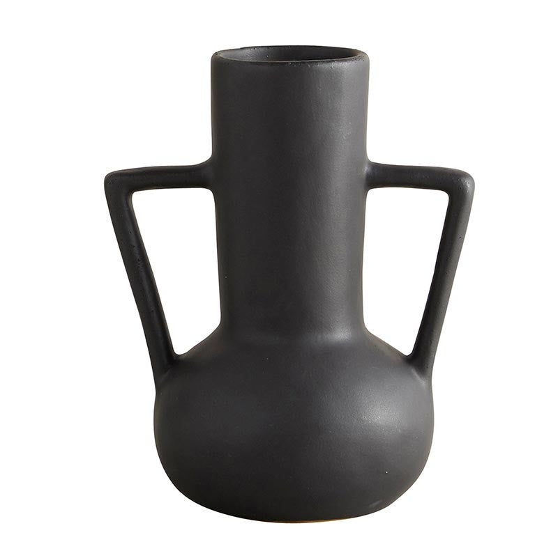 Matte Blk Vase with handles