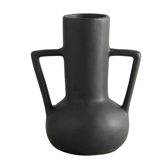 Matte Blk Vase with handles