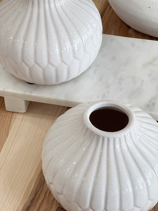 5" White Stripe Vase