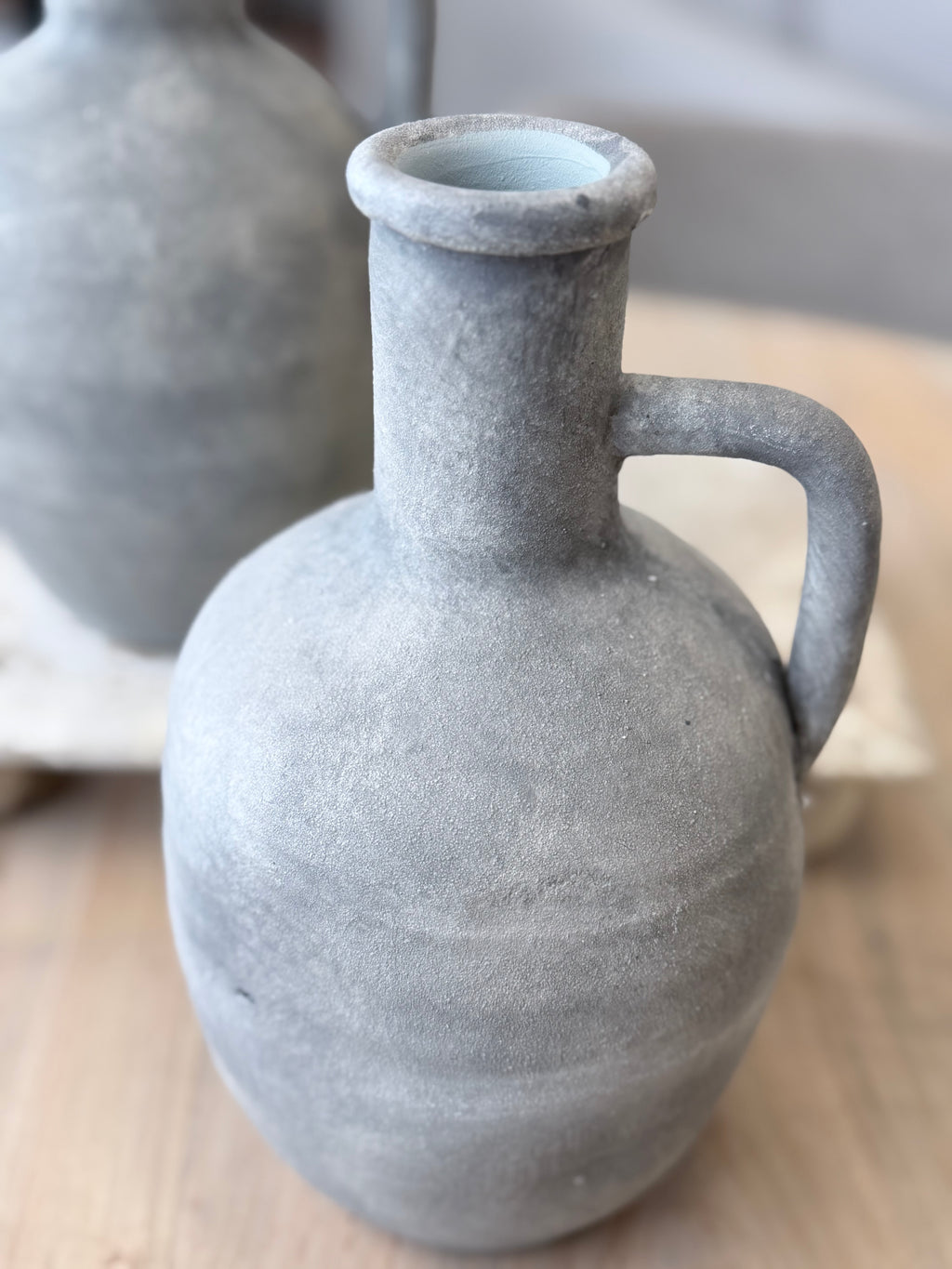 Grey Vase W/Handle