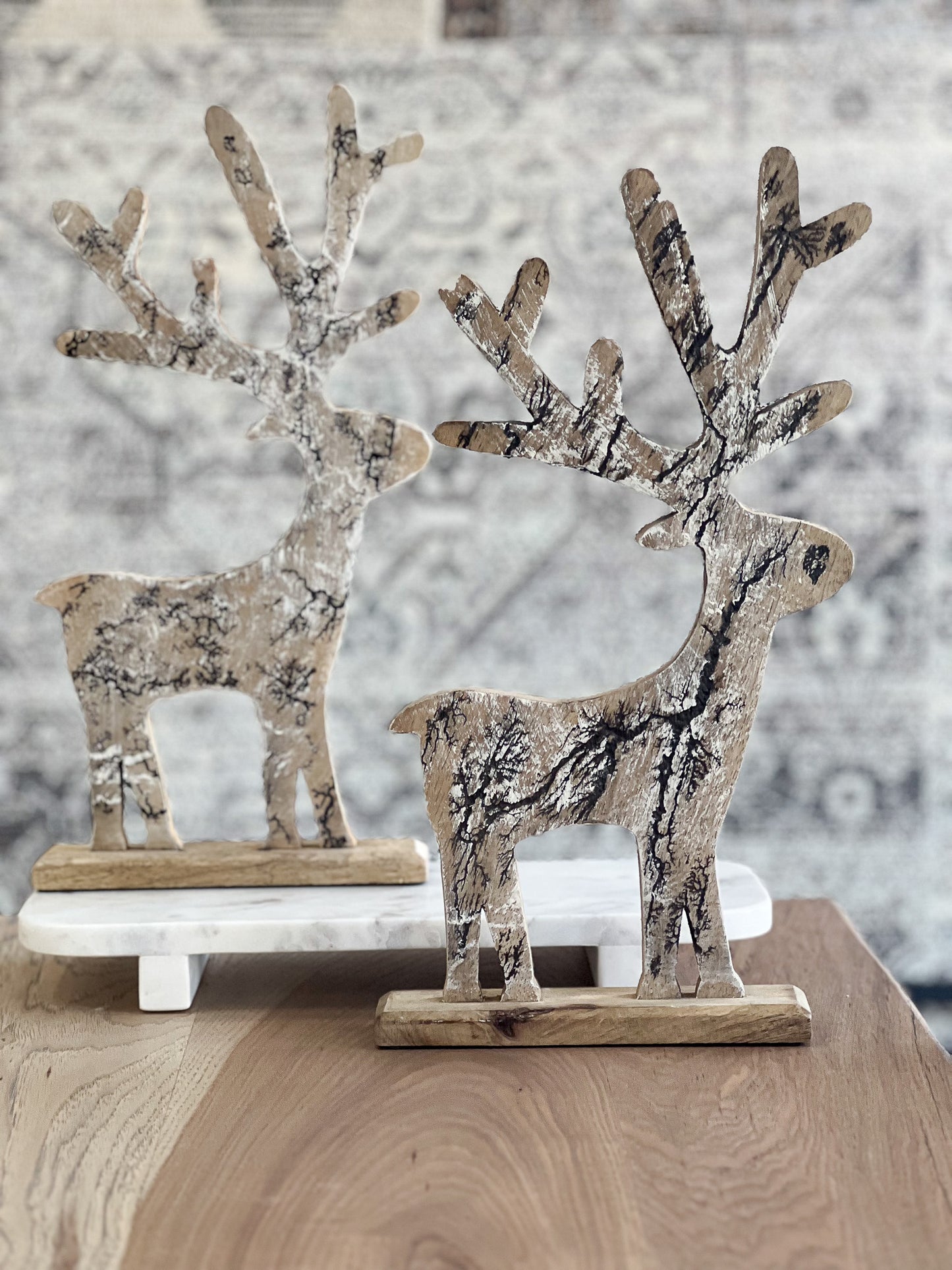 16"  Wood Crackle Deer