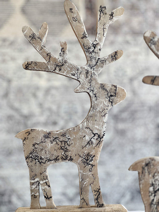 16"  Wood Crackle Deer