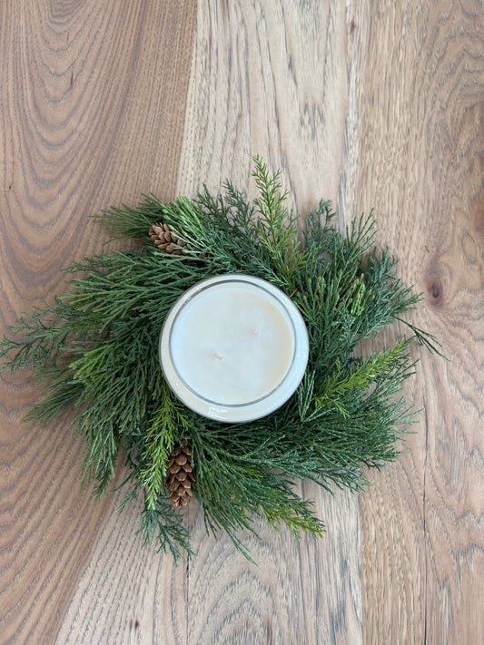 Spruce Candle ring w/Pinecone