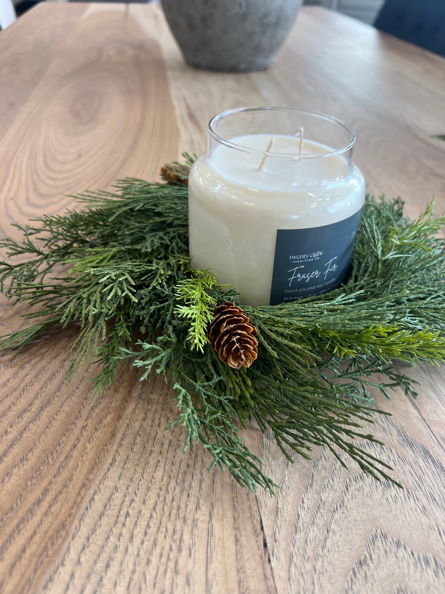 Spruce Candle ring w/Pinecone