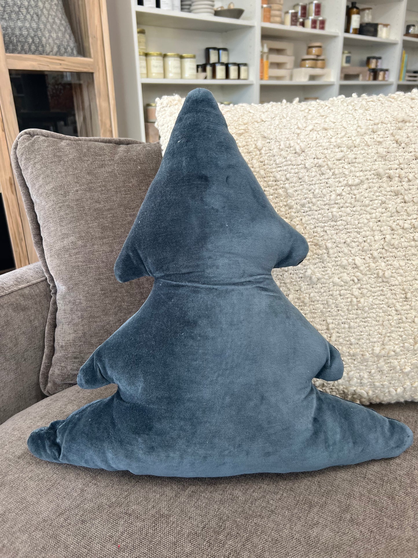 Blue Velvet Tree Shaped Pillow