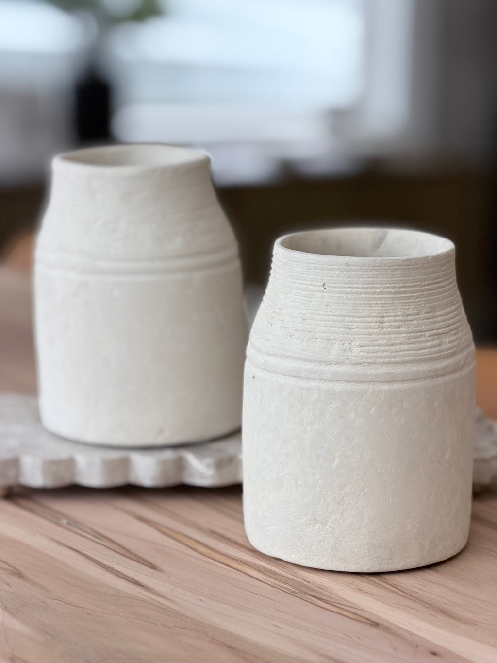 Natural Paper Mache Vase 6.3"