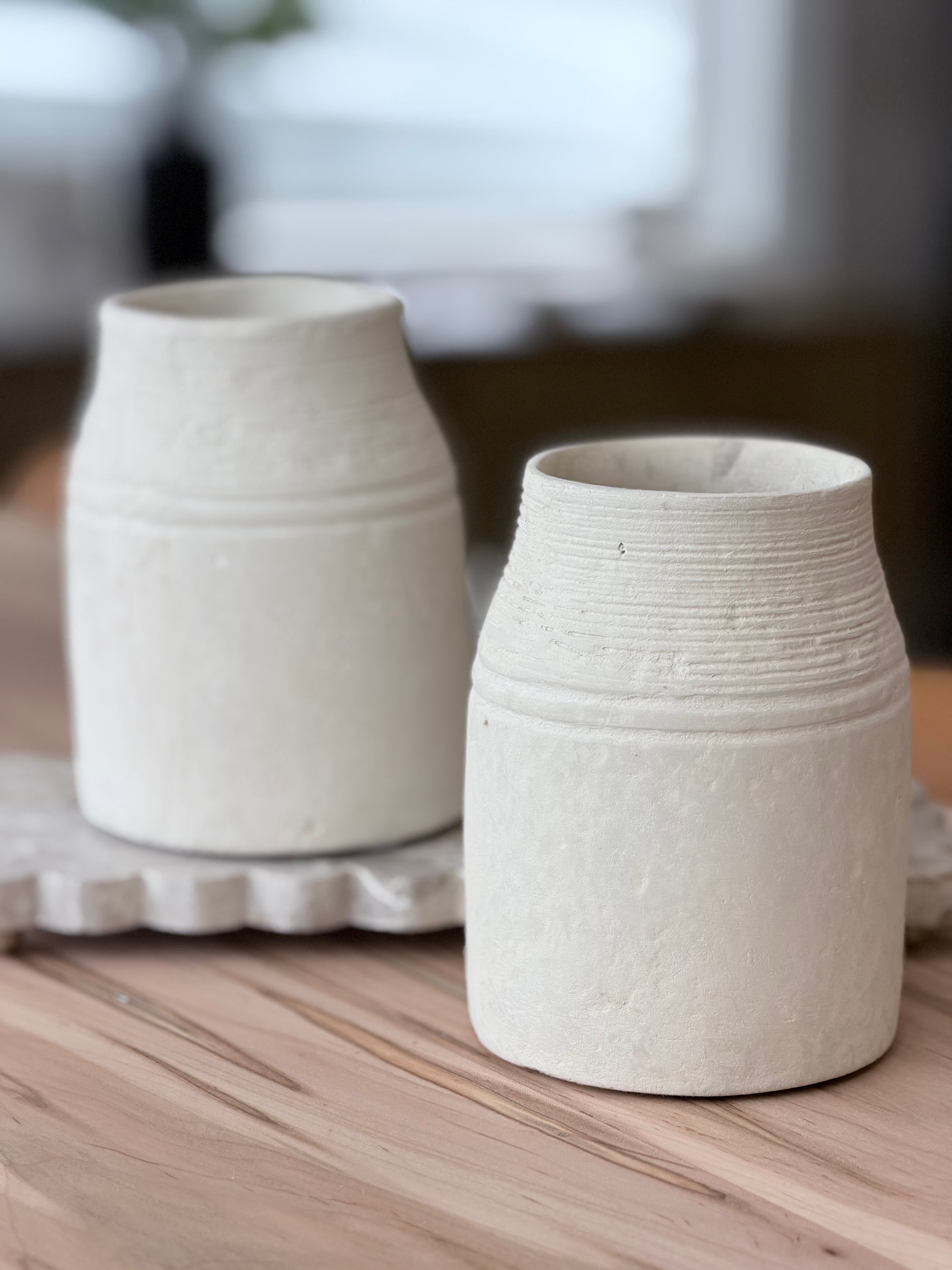 Natural Paper Mache Vase 6.3"