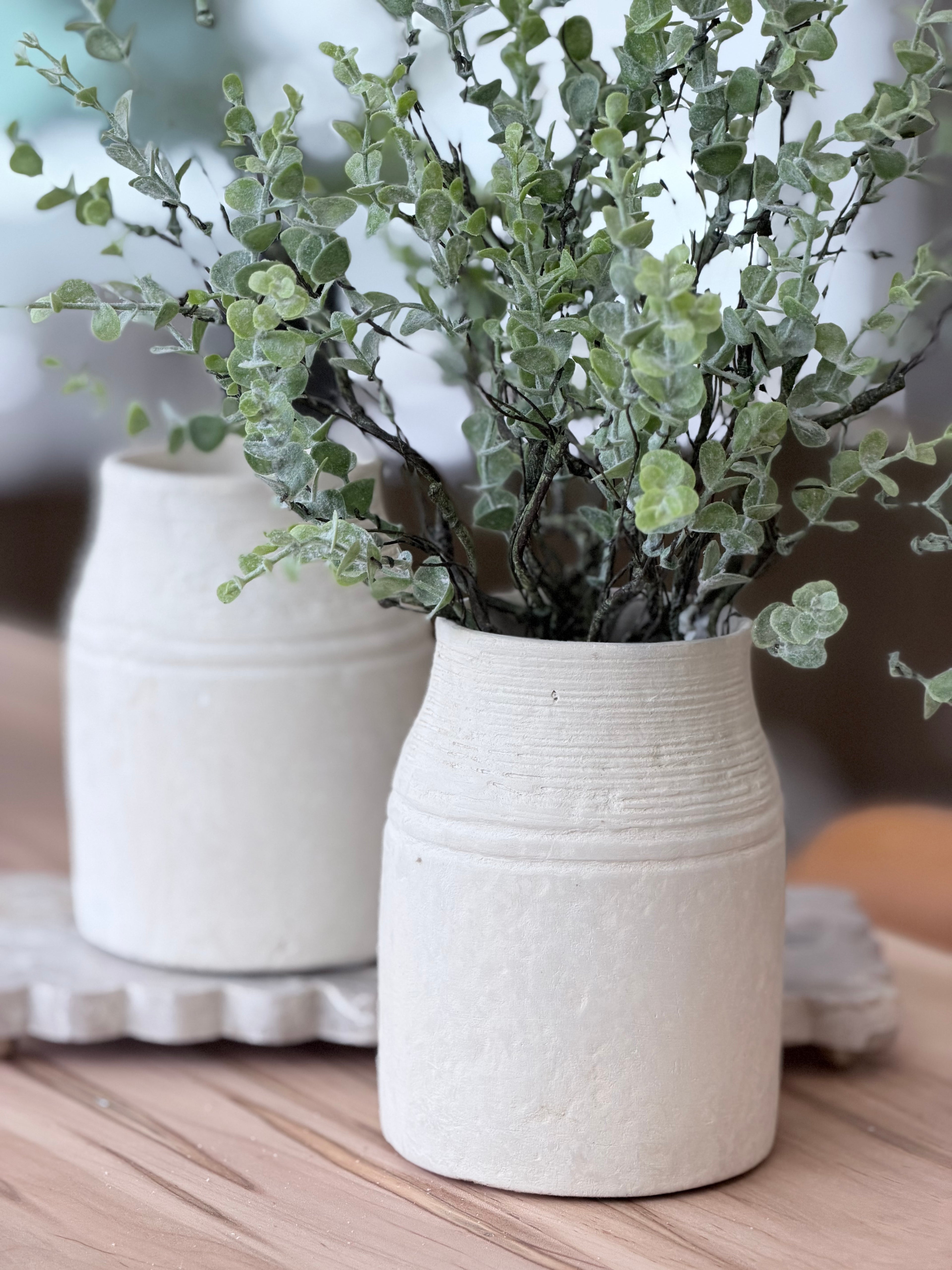 Natural Paper Mache Vase 6.3"