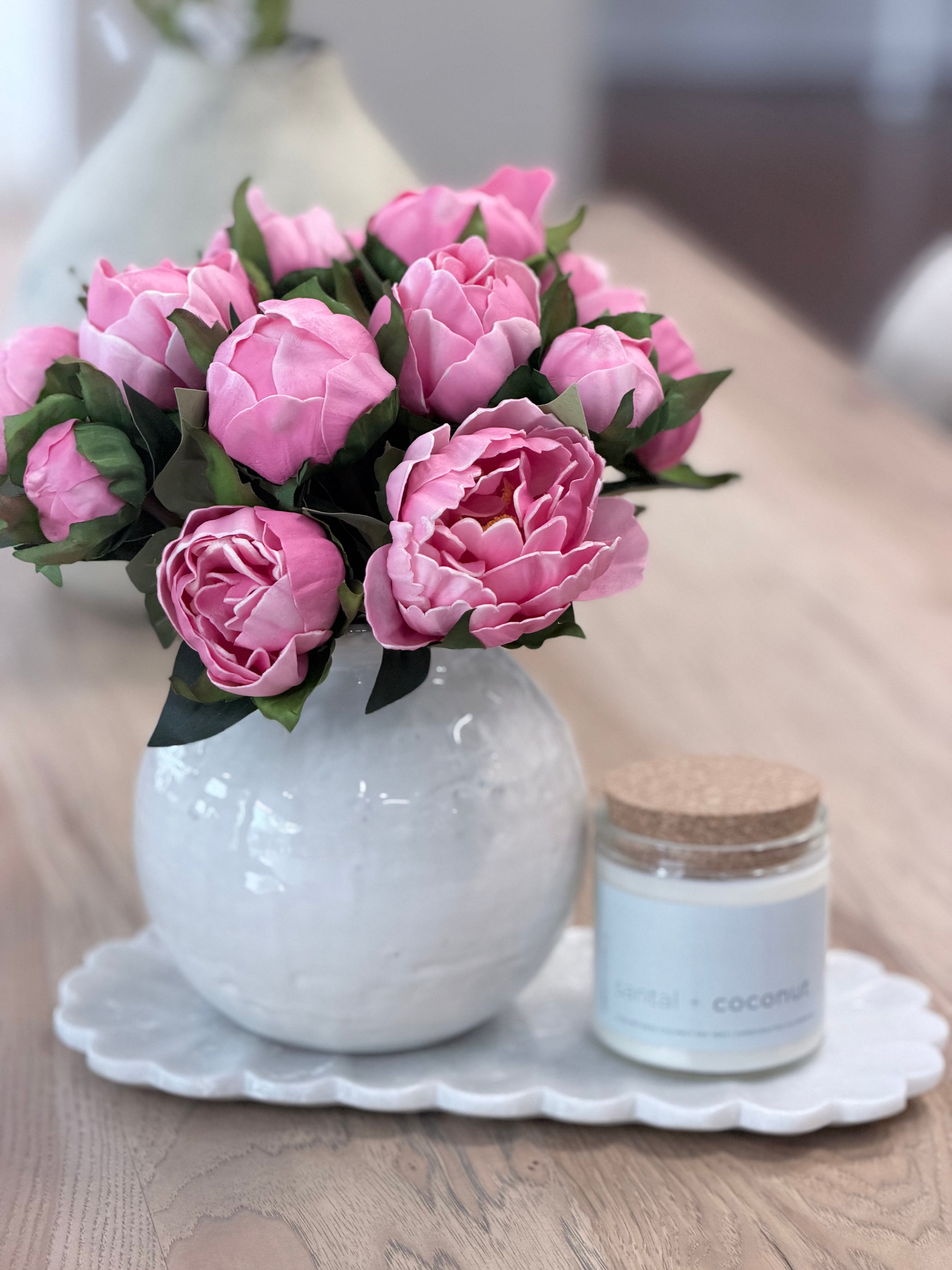 10" Real Touch Peony Bundle  Pink