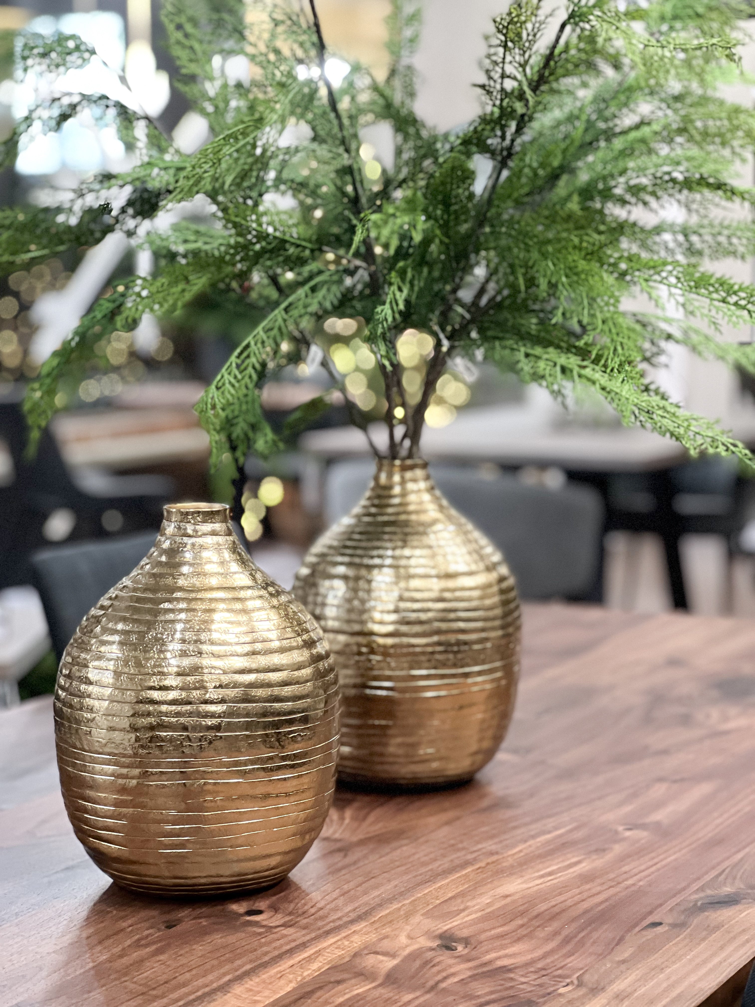 8.5" Hammered Gold Vase