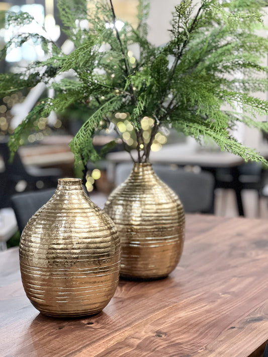 8.5" Hammered Gold Vase