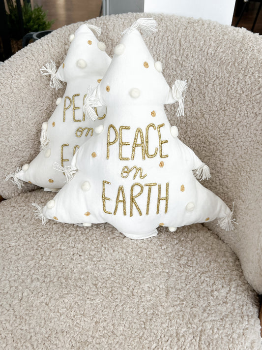 White and Gold Peace Pillow