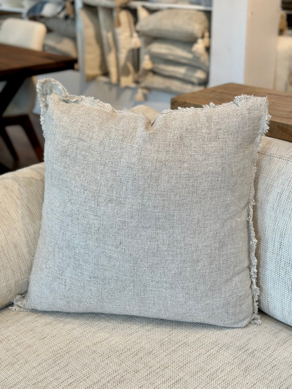 20" Beige Cotton Pillow