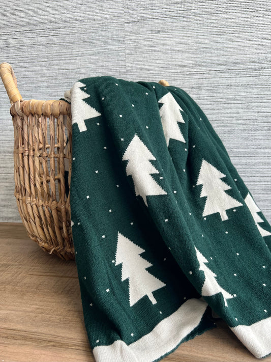 Green and White Tree Throw