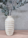 10" Wood Ribbed Vase