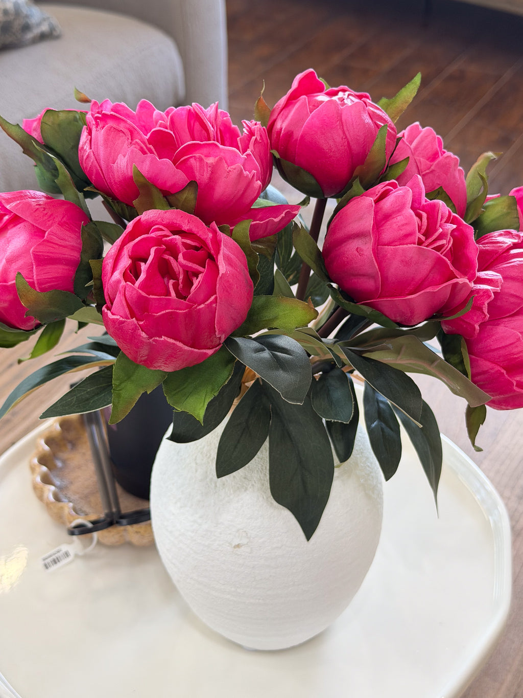 10" Real Touch Peony Bundle Dk Pink