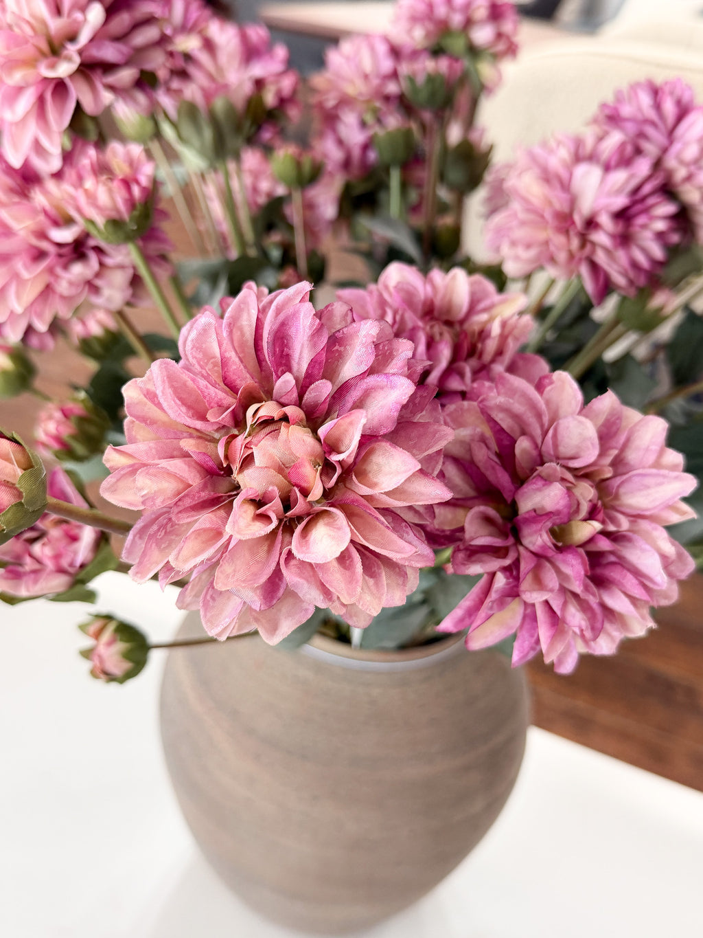 23 Inch Faux Dried Purple Dahlia Bundle