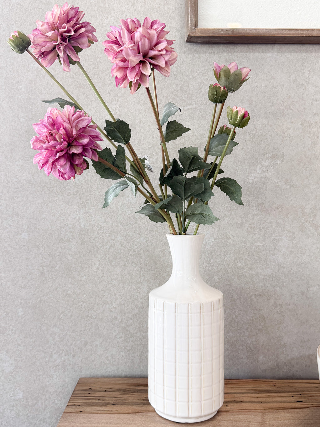 23 Inch Faux Dried Purple Dahlia Bundle