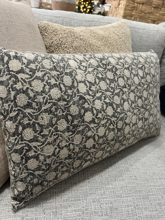 Grey Floral Pillow