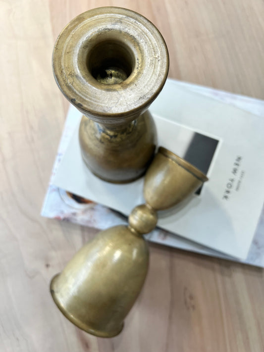 Distressed Gold Candle Holder