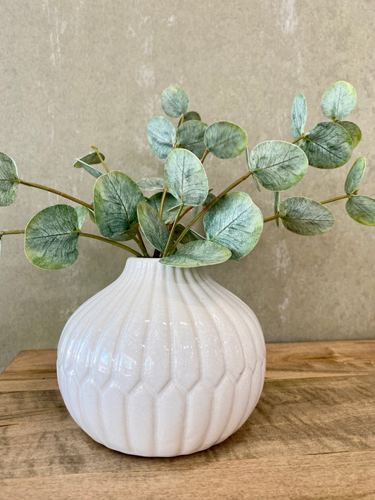 5" White Stripe Vase