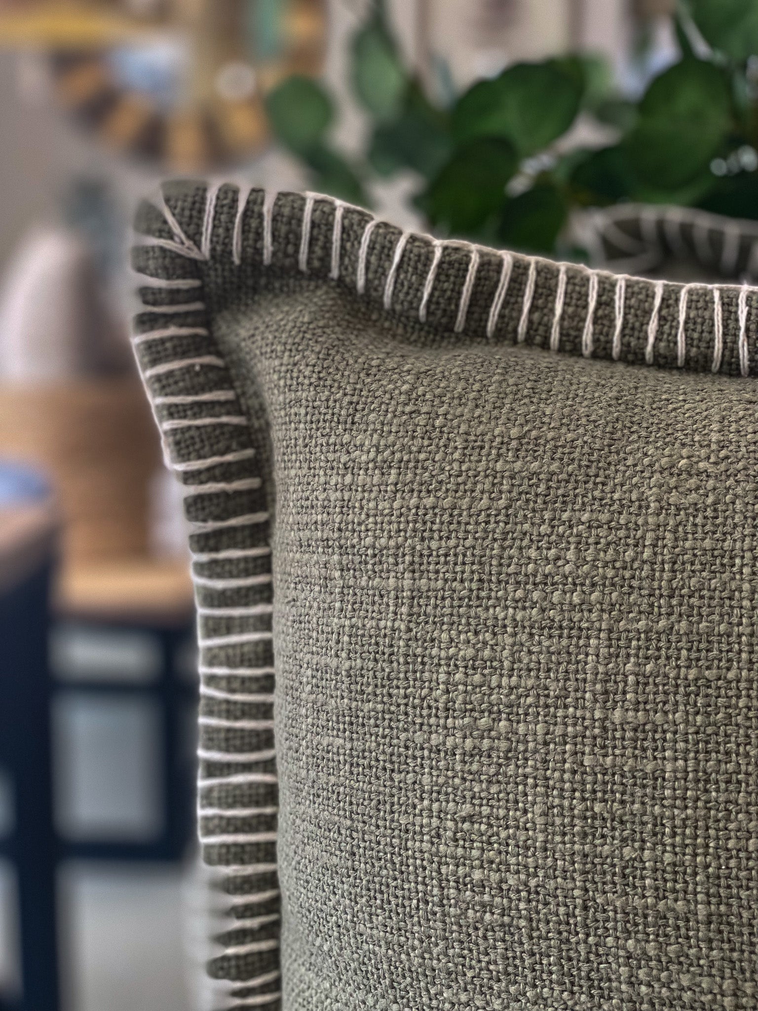 22" Olive Linen Pillow