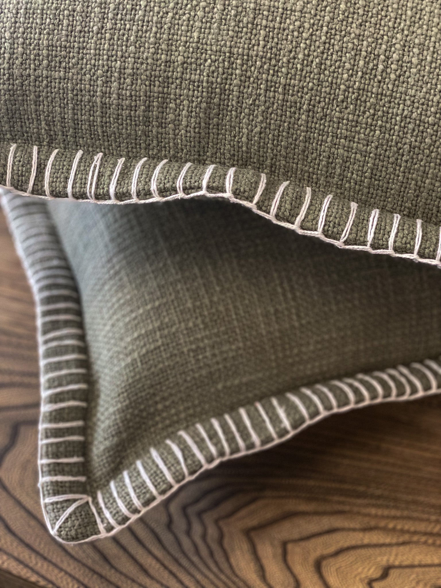 22" Olive Linen Pillow