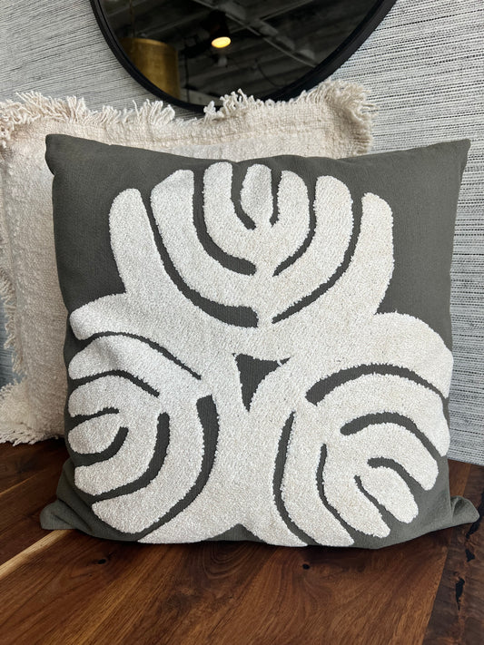 20" Olive and Cream Pillow