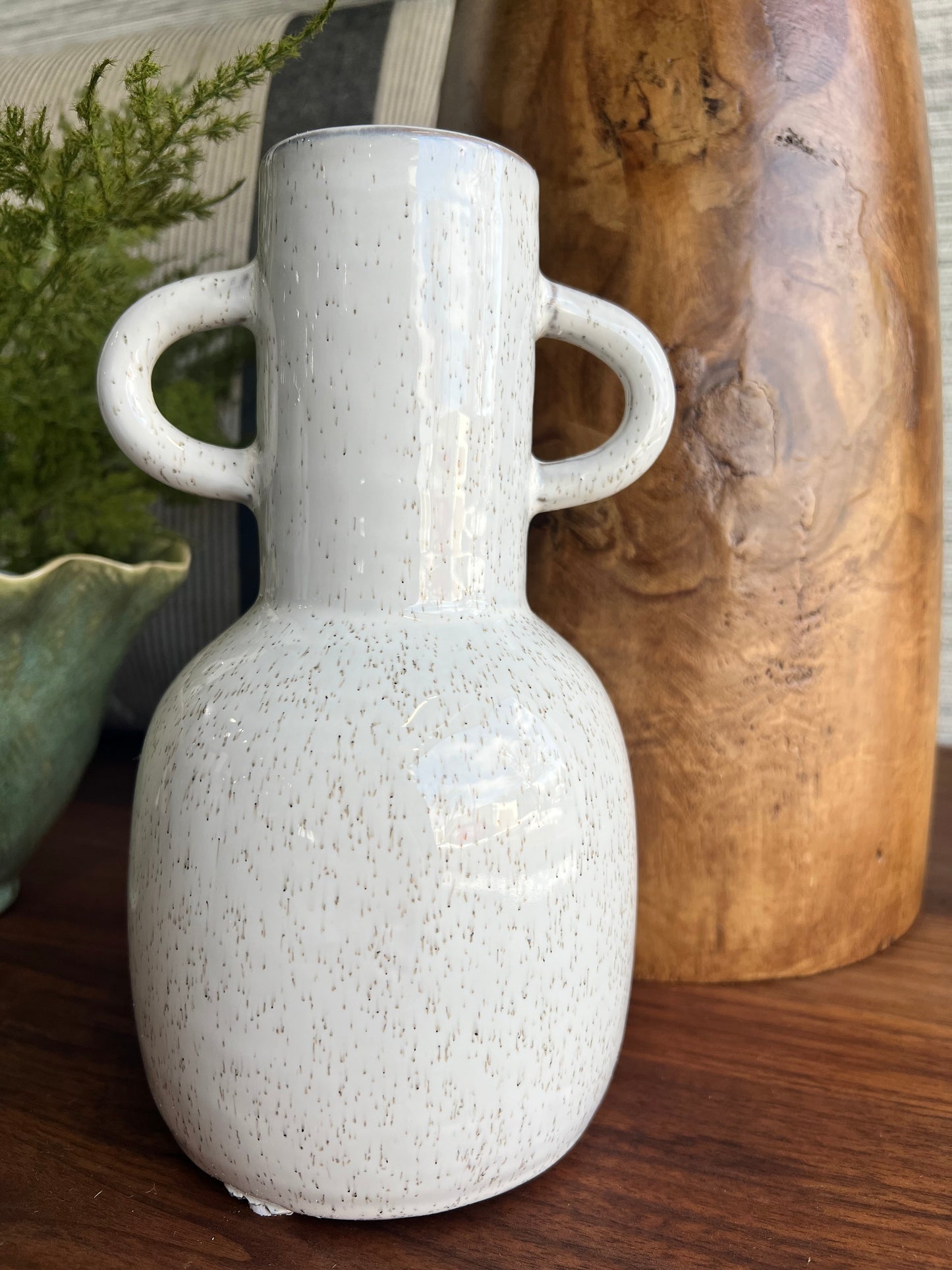 Glazed tall 2 handles vase