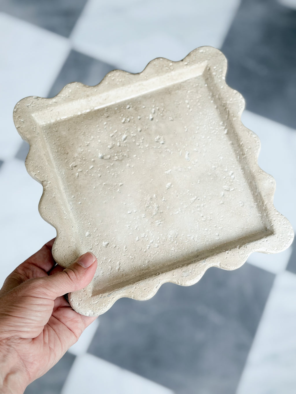 7.7" Cement Scalloped Tray