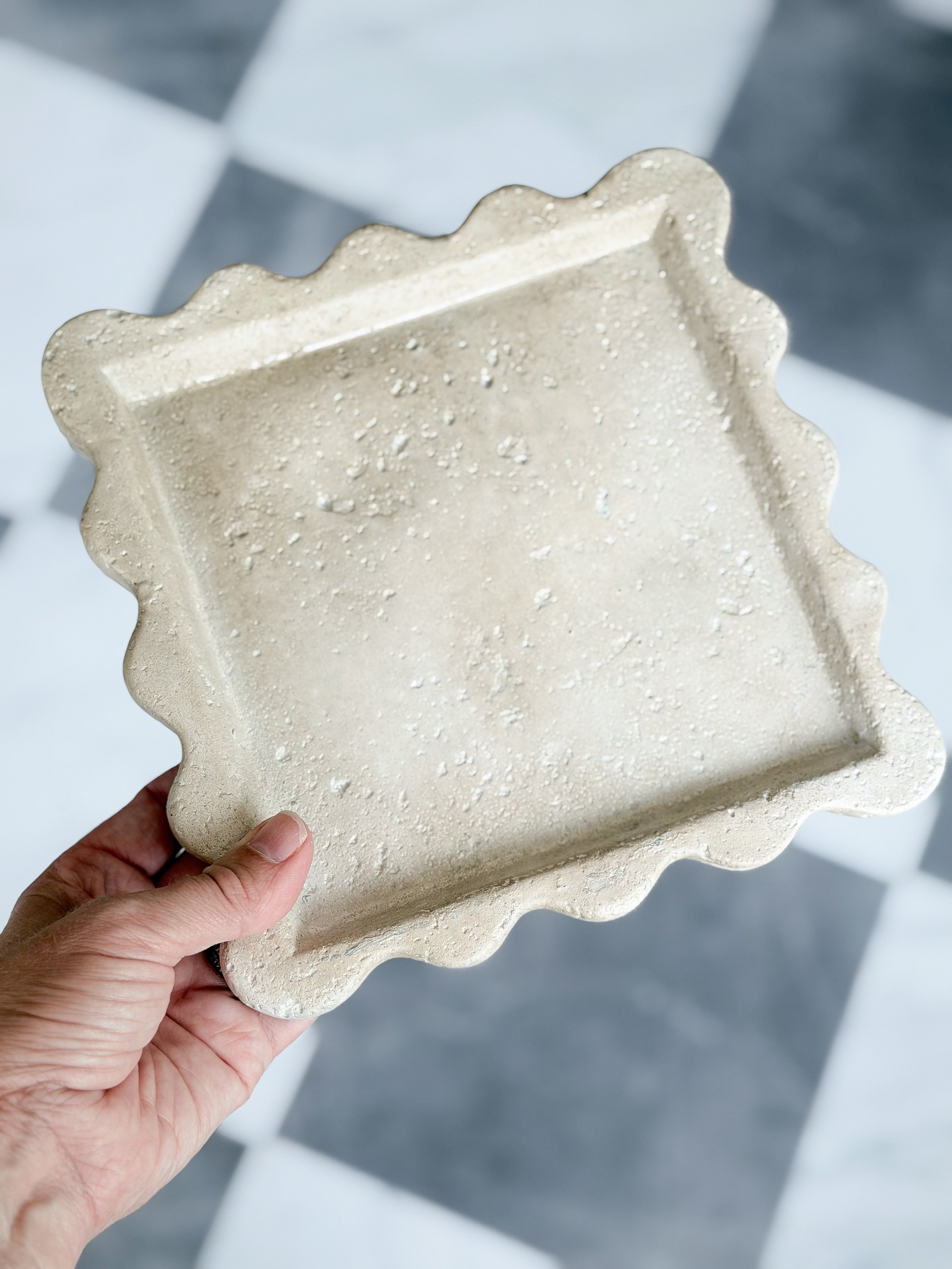 7.7" Cement Scalloped Tray