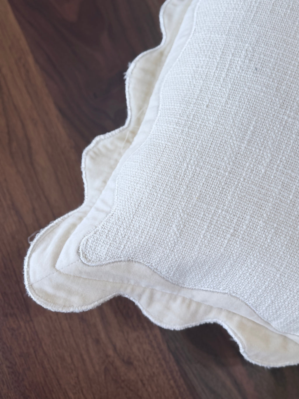 21" x 12" Cream Scallop Pillow