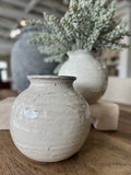 6" WHT Ceramic Ball Vase