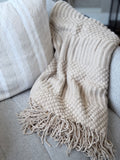 Beige Waffle Stripe Throw