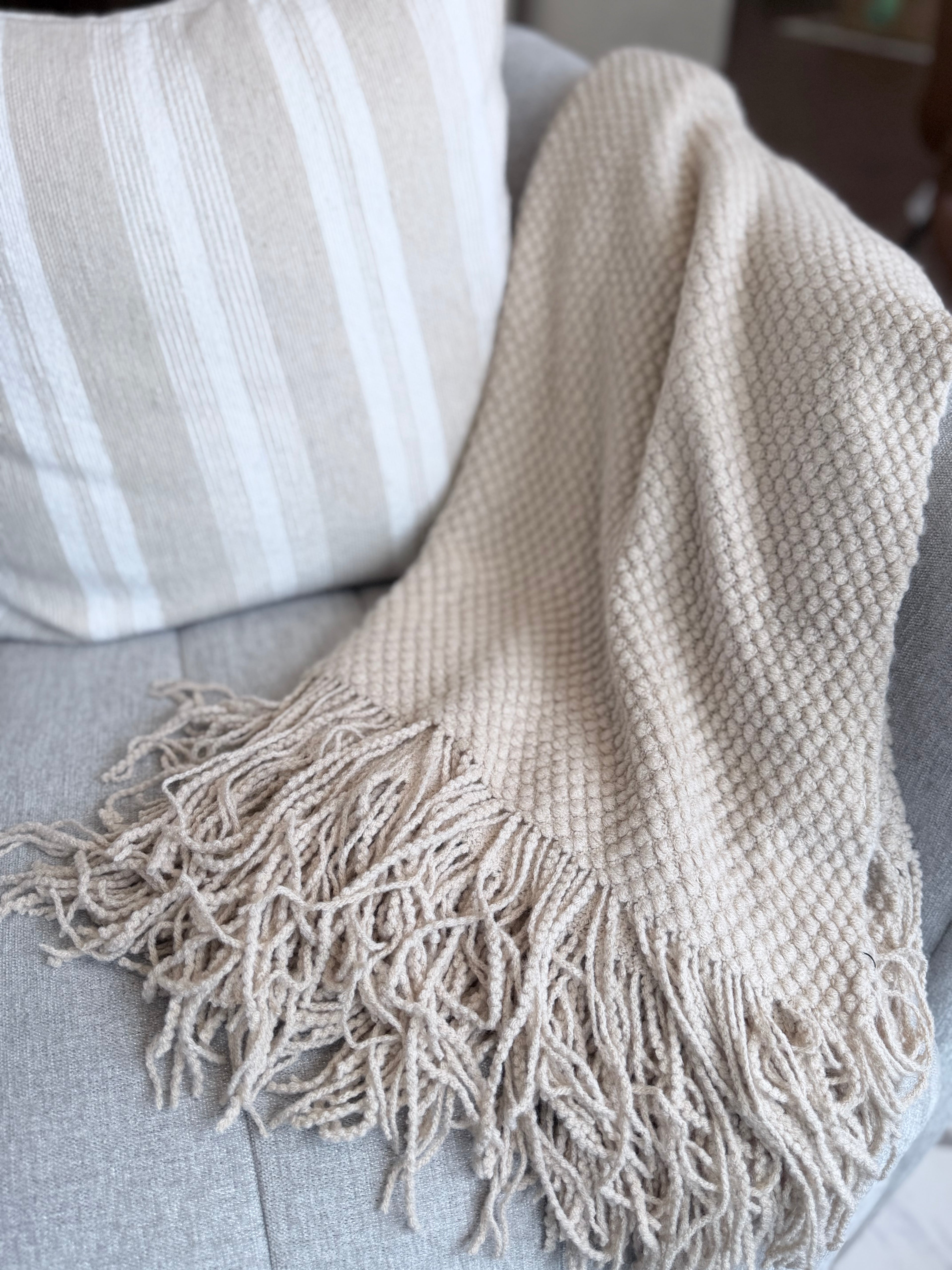 Khaki Textured Throw