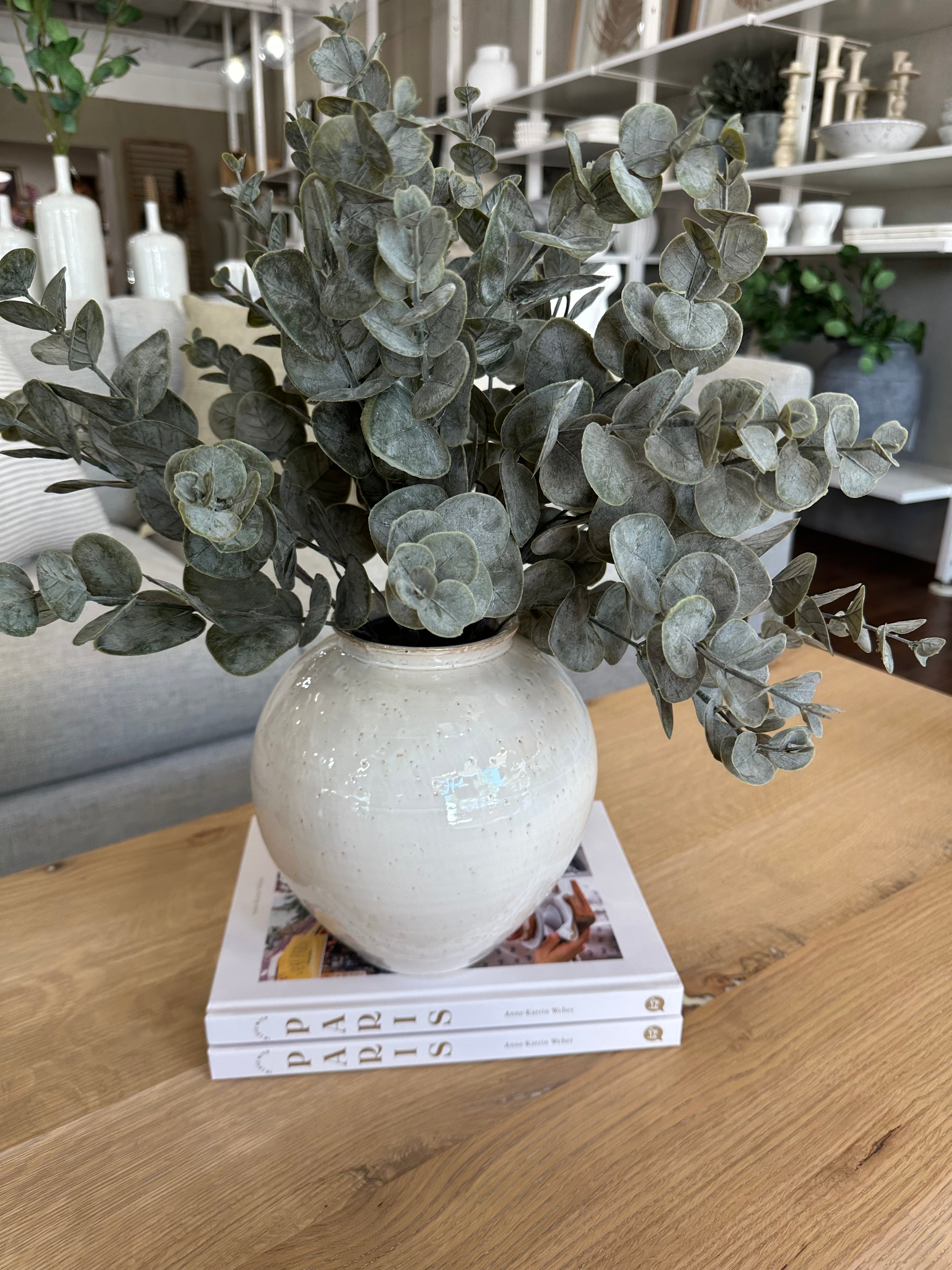 8" White Round Vase