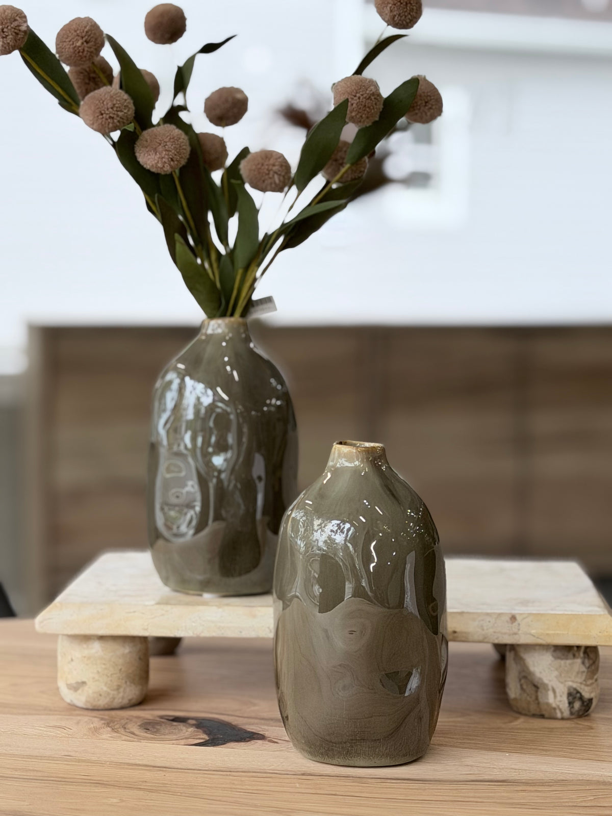 6" Olive Green Vase
