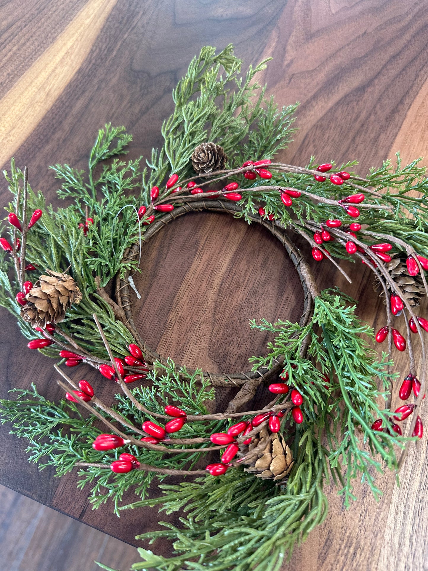 Pine with Red berries Candle Ring