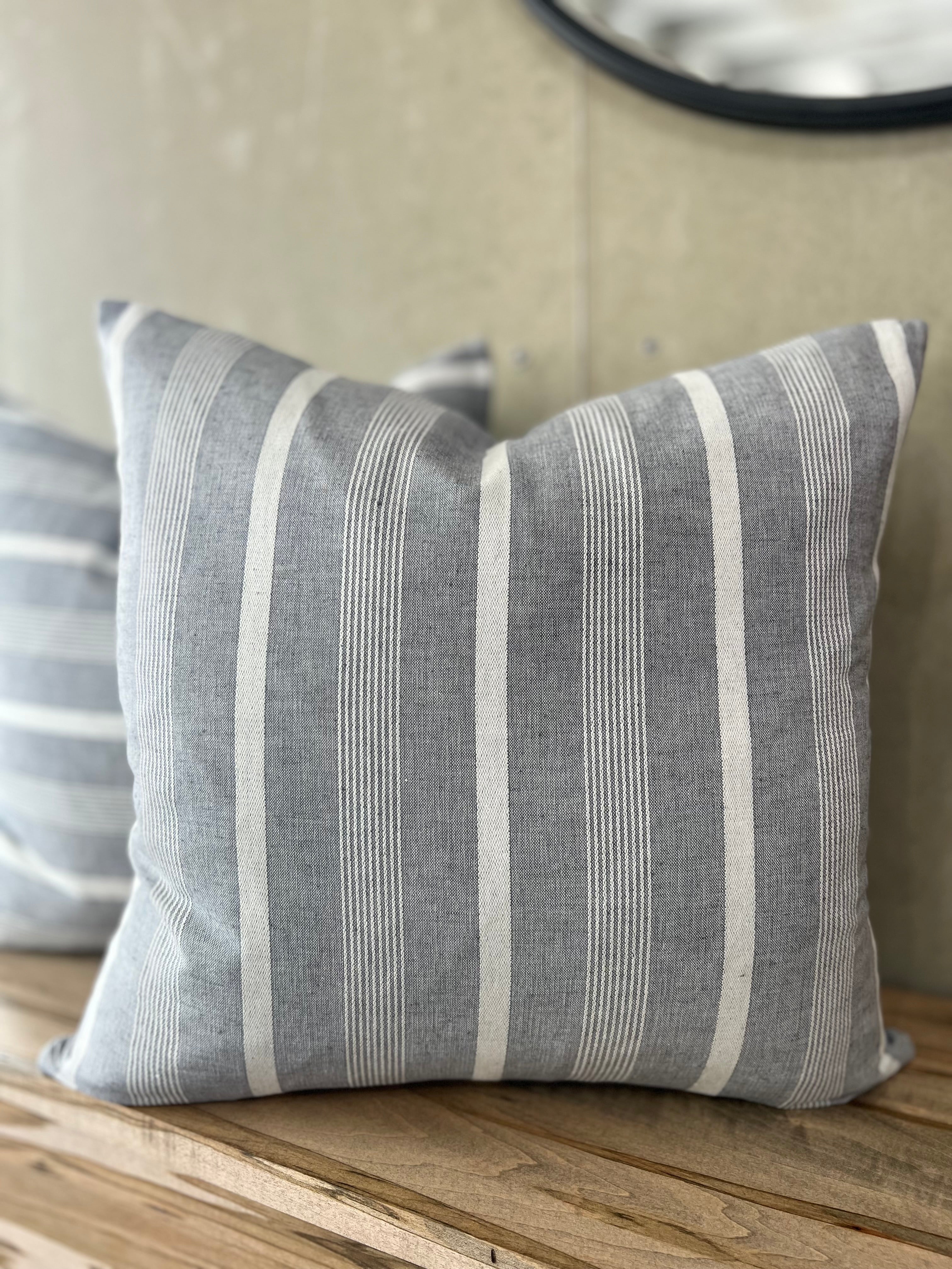 Addison Stripe Blue 20" Pillow