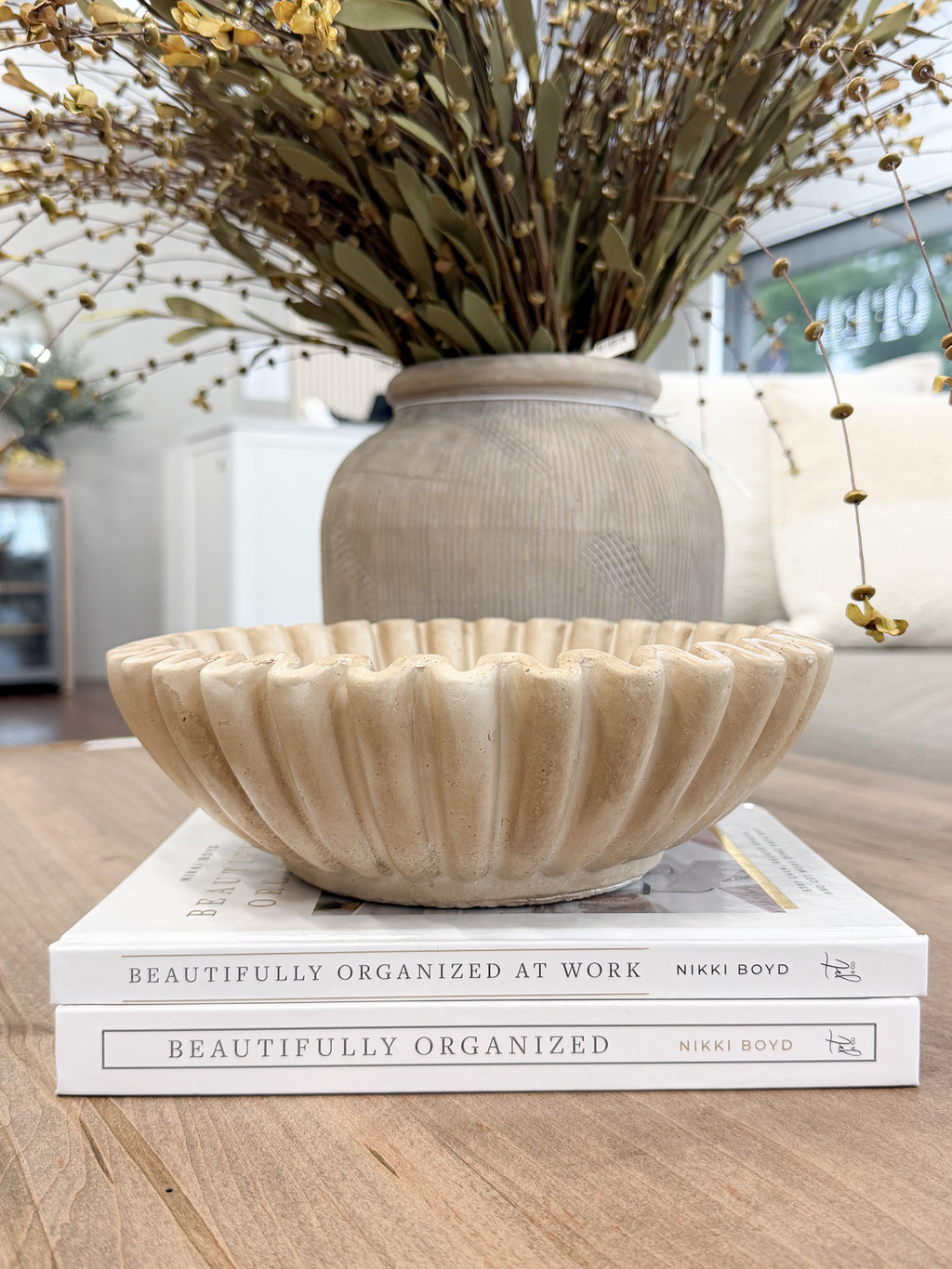 9.8" Beige Ruffle Bowl