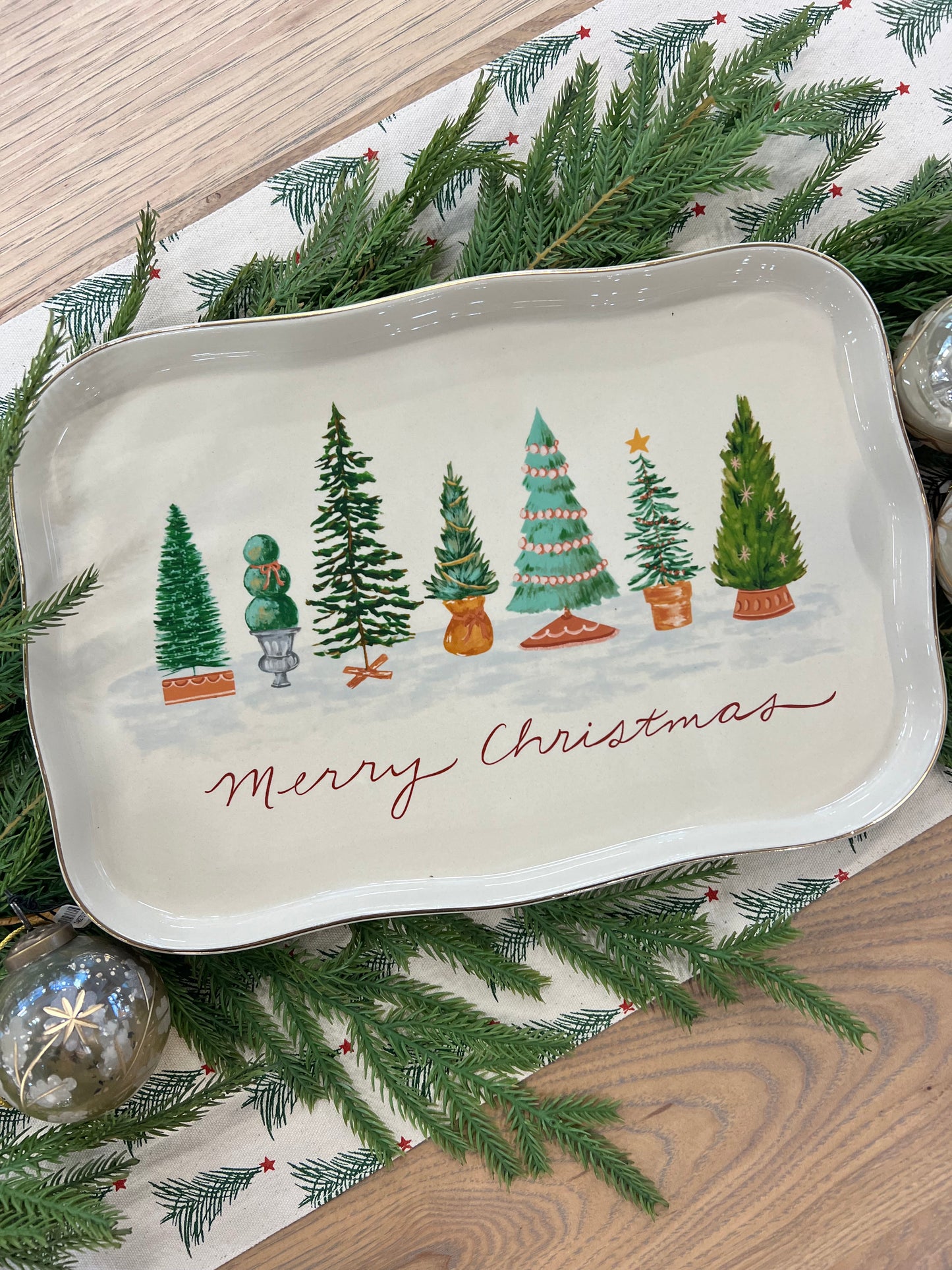 Scalloped Platter w/Tree Design